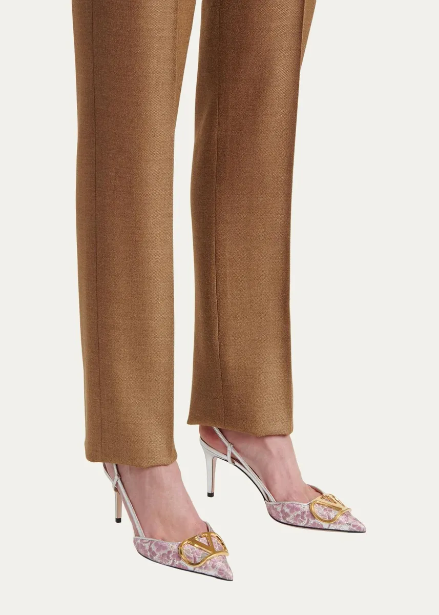 Valentino Garavani 80mm VLogo Floral Jacquard Slingback Pumps | Thumbnail 2