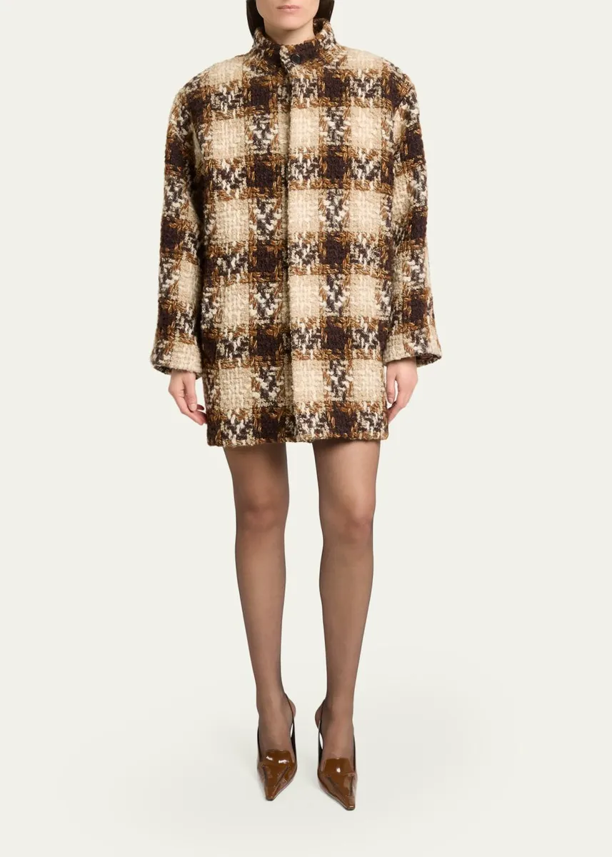 Saint Laurent Check Tweed Short Coat | Thumbnail 2