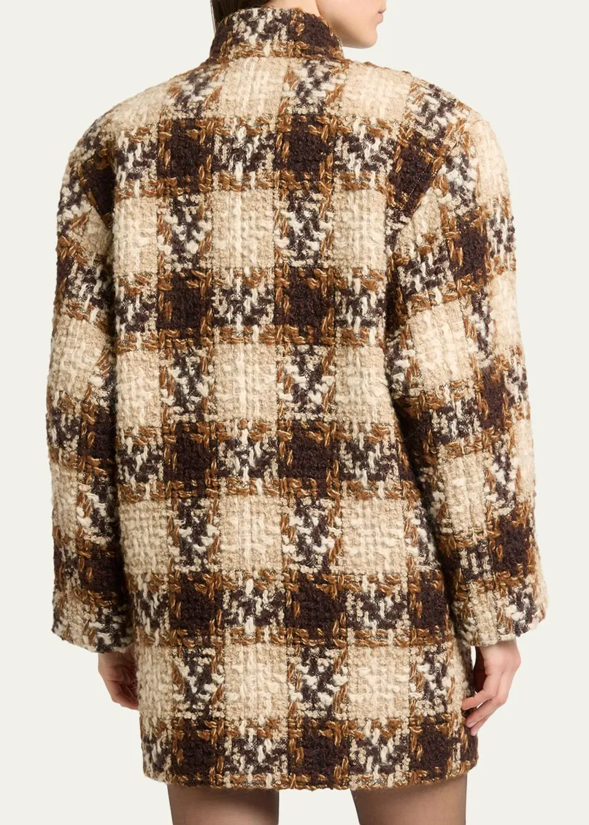Saint Laurent Check Tweed Short Coat | Thumbnail 3
