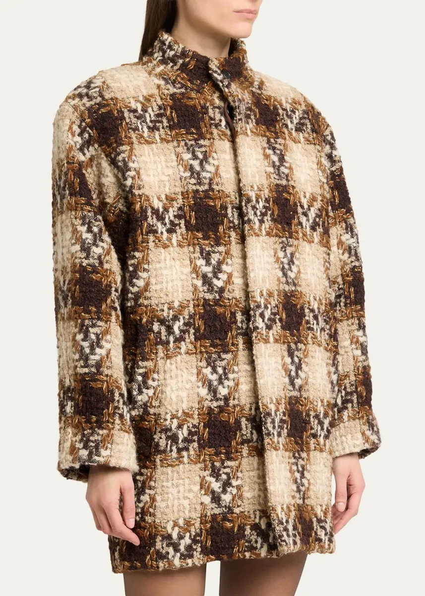 Saint Laurent Check Tweed Short Coat | Thumbnail 4