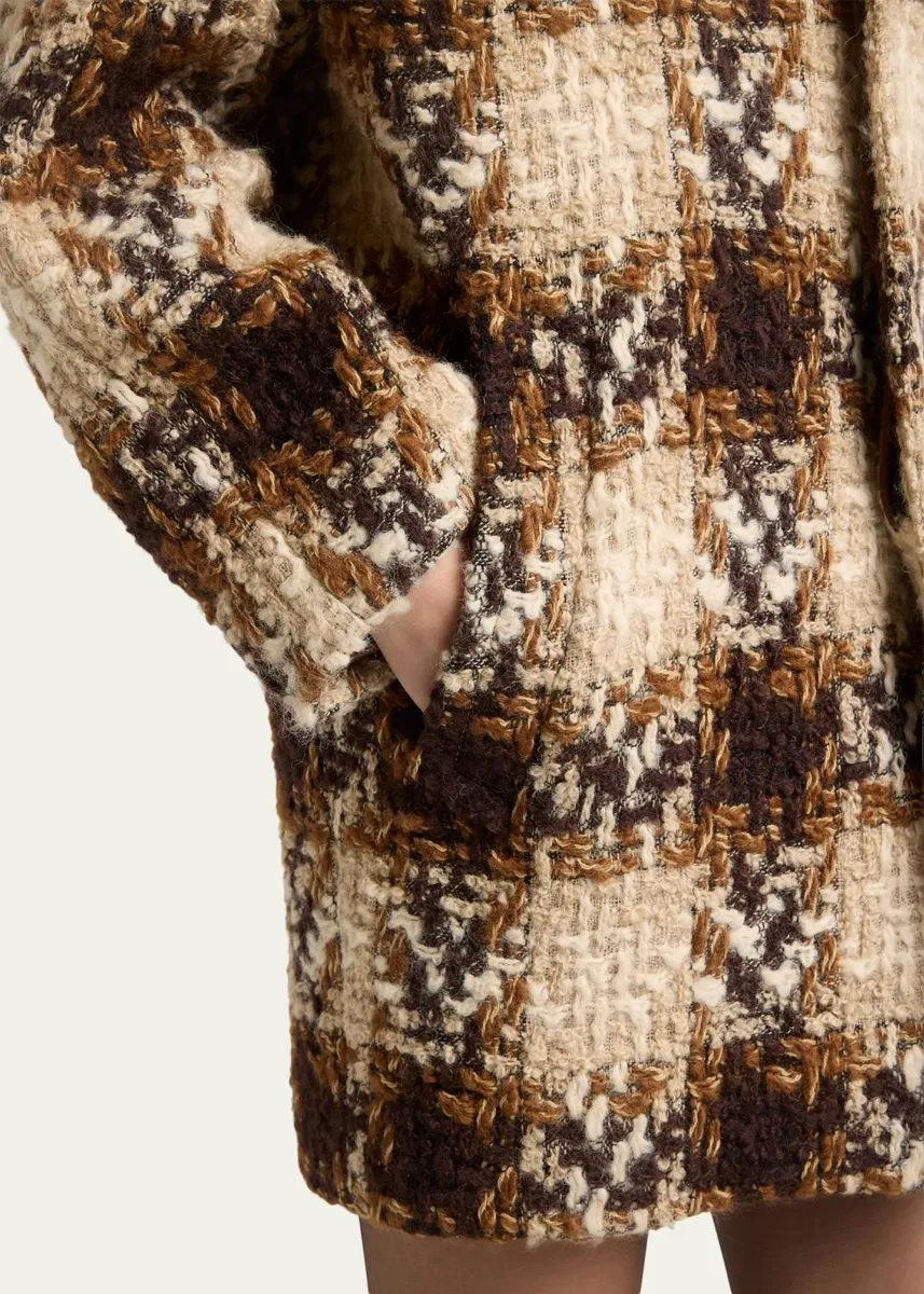 Saint Laurent Check Tweed Short Coat | Thumbnail 5