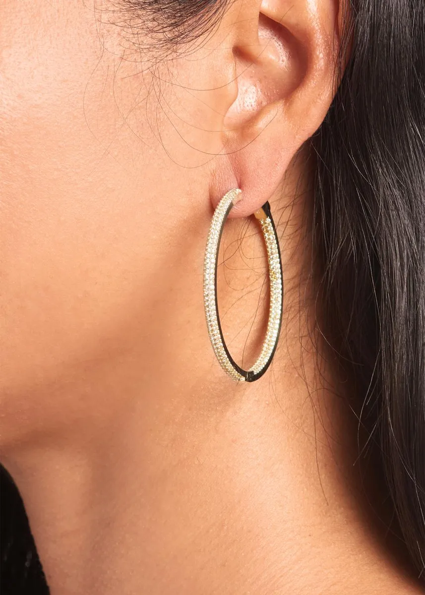 Nickho Rey Slim Tire Hoop Earrings, Gold | Thumbnail 3 Nickho Rey Slim Tire Hoop Earrings, Gold | Thumbnail 3