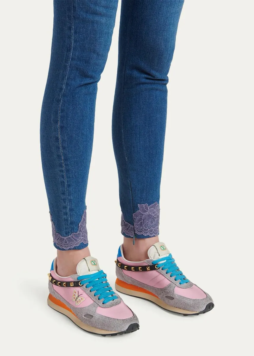 Valentino Garavani Embroidered Rockstud Low-Top Sneakers | Thumbnail 2 Valentino Garavani Embroidered Rockstud Low-Top Sneakers | Thumbnail 2