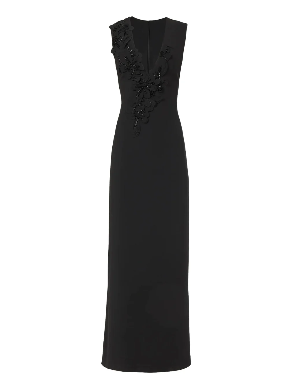 Jevi Embellished V-Neck Crepe Sleeveless Column Gown Jevi Embellished V-Neck Crepe Sleeveless Column Gown