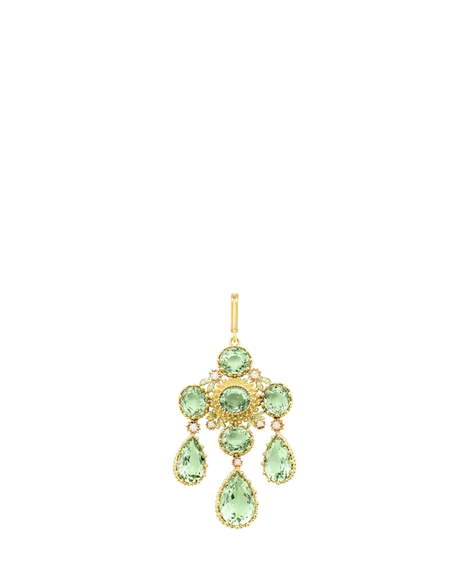 Mellerio 18K Yellow Gold Diamond and Prasiolite Pendant | Thumbnail 2