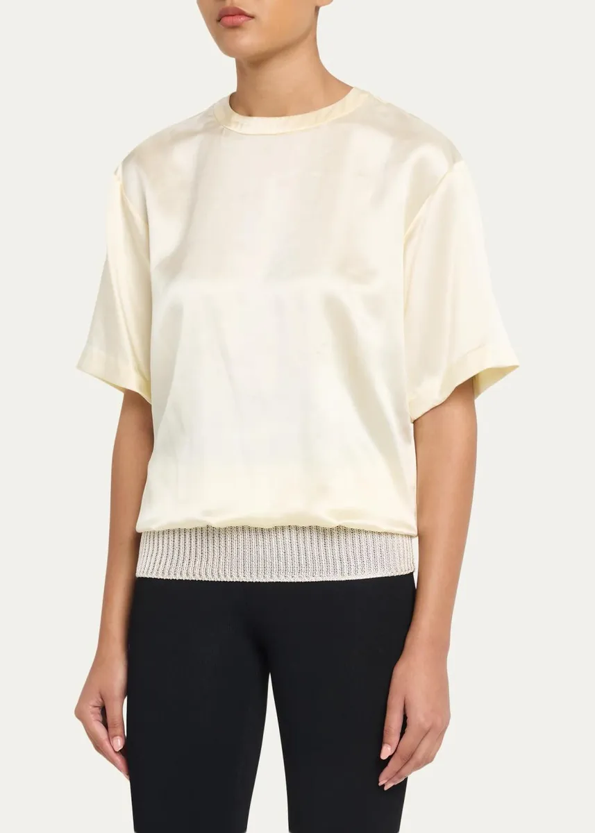 Aisling Camps Liquid Silk Short-Sleeve T-Shirt With Rib Hem | Thumbnail 4 Aisling Camps Liquid Silk Short-Sleeve T-Shirt With Rib Hem | Thumbnail 4