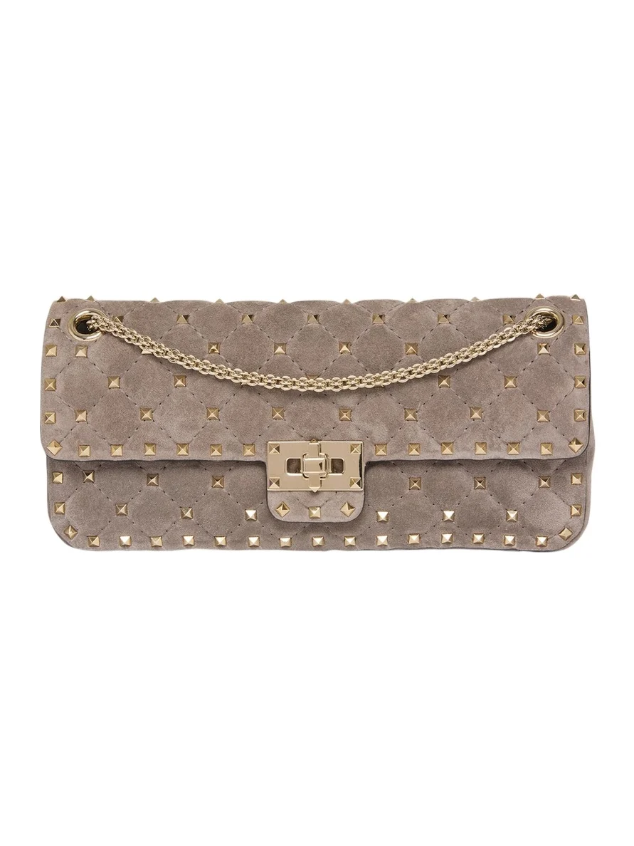 Quilted Rockstud Suede Shoulder Bag Quilted Rockstud Suede Shoulder Bag