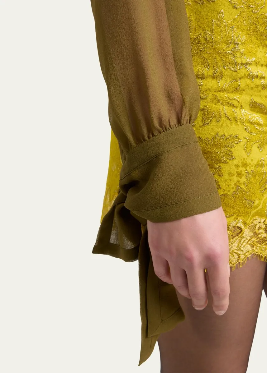 Saint Laurent Lavalliere Silk Long-Sleeve Blouse | Thumbnail 5 Saint Laurent Lavalliere Silk Long-Sleeve Blouse | Thumbnail 5