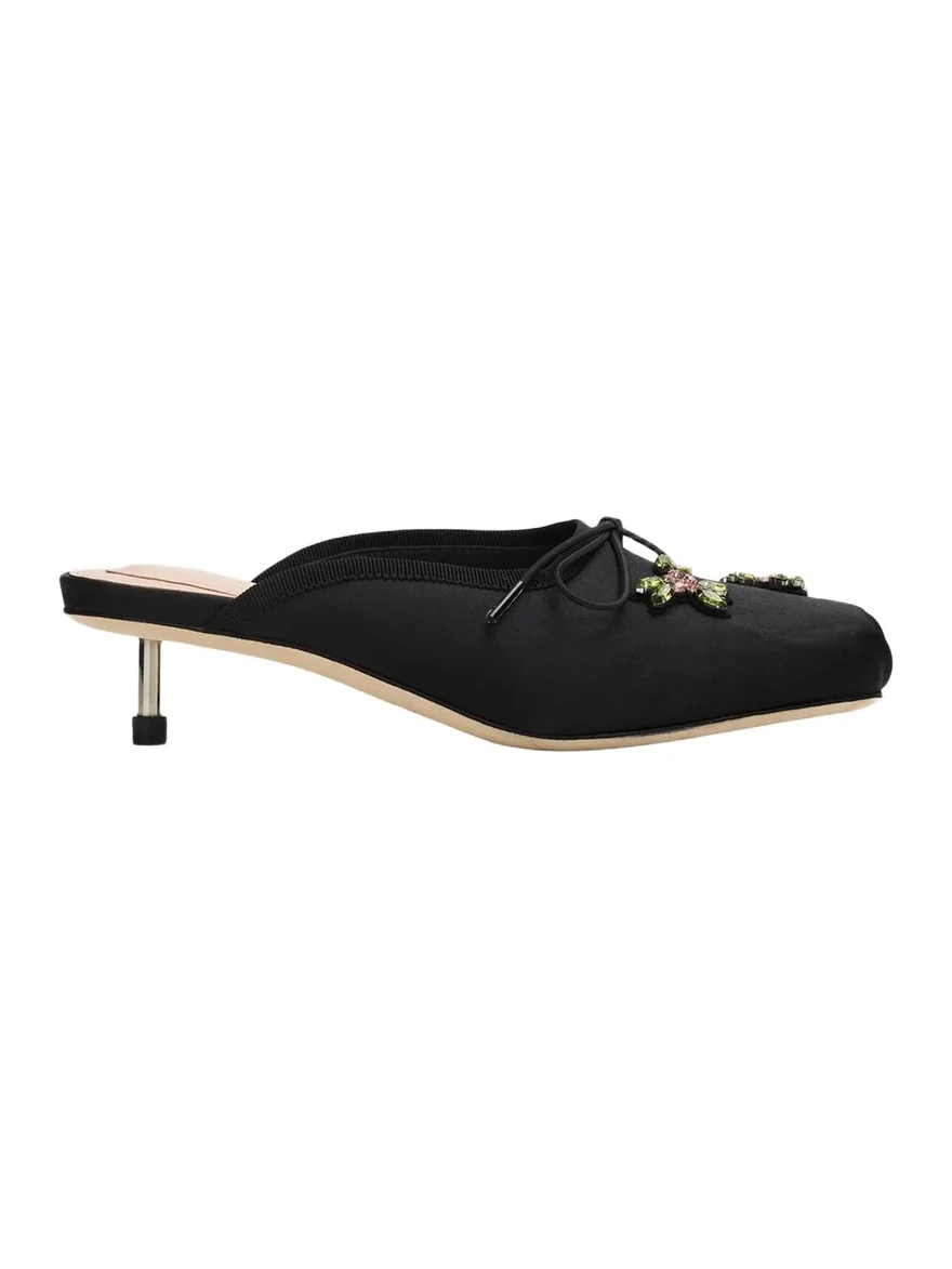 Simone Rocha 40mm Pointe Embellished Satin Ballerina Mules
