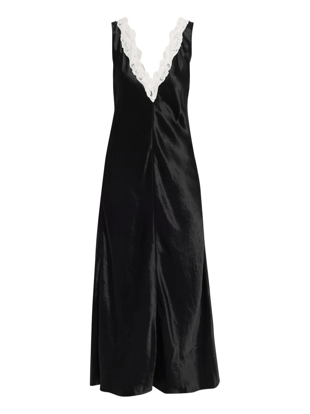 Maria McManus Lace V-Neck Sateen Dress