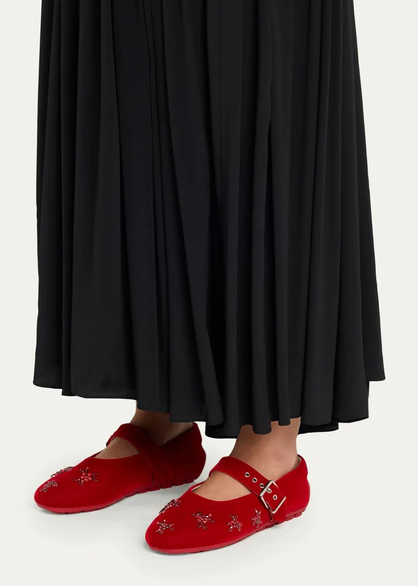 Simone Rocha Embellished Velvet Mary Jane Ballerina Flats | Thumbnail 2 Simone Rocha Embellished Velvet Mary Jane Ballerina Flats | Thumbnail 2