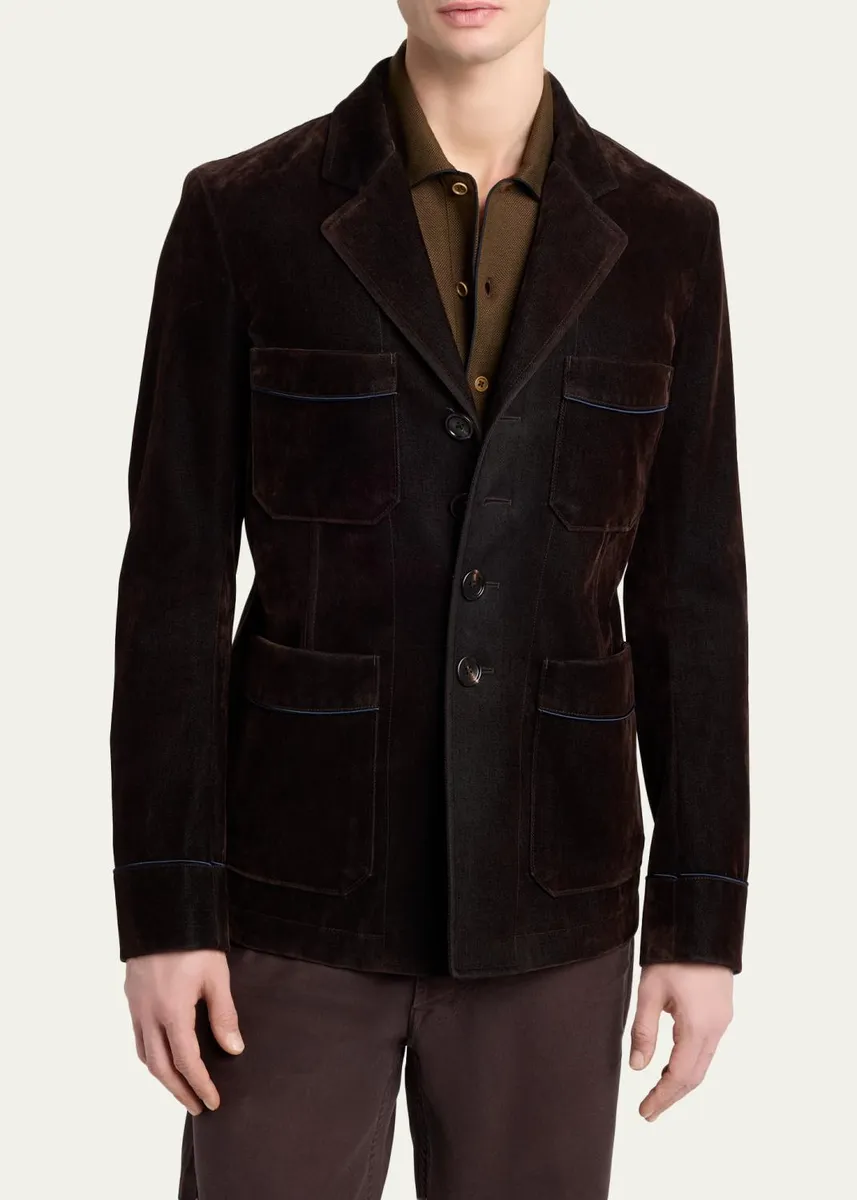 Tom Ford Men's Wool Patch Pocket Single-Breasted Blazer | Thumbnail 4 Tom Ford Men's Wool Patch Pocket Single-Breasted Blazer | Thumbnail 4