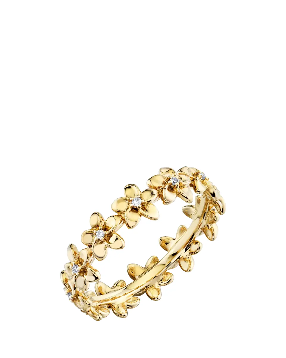 Sydney Evan 14K Diamond Tiny Plumeria Eternity Ring | Thumbnail 2 Sydney Evan 14K Diamond Tiny Plumeria Eternity Ring | Thumbnail 2