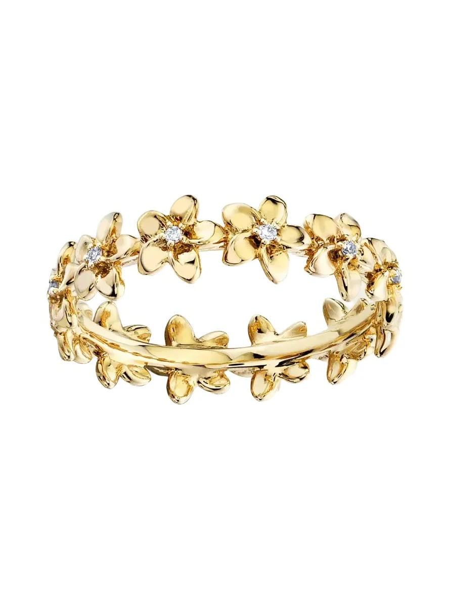 14K Diamond Tiny Plumeria Eternity Ring 14K Diamond Tiny Plumeria Eternity Ring