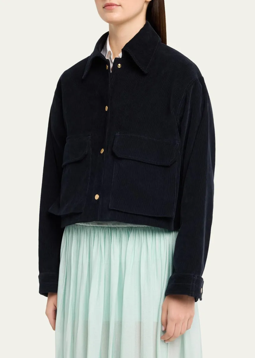 Maria McManus Cropped Snap-Front Velvet Jacket | Thumbnail 4