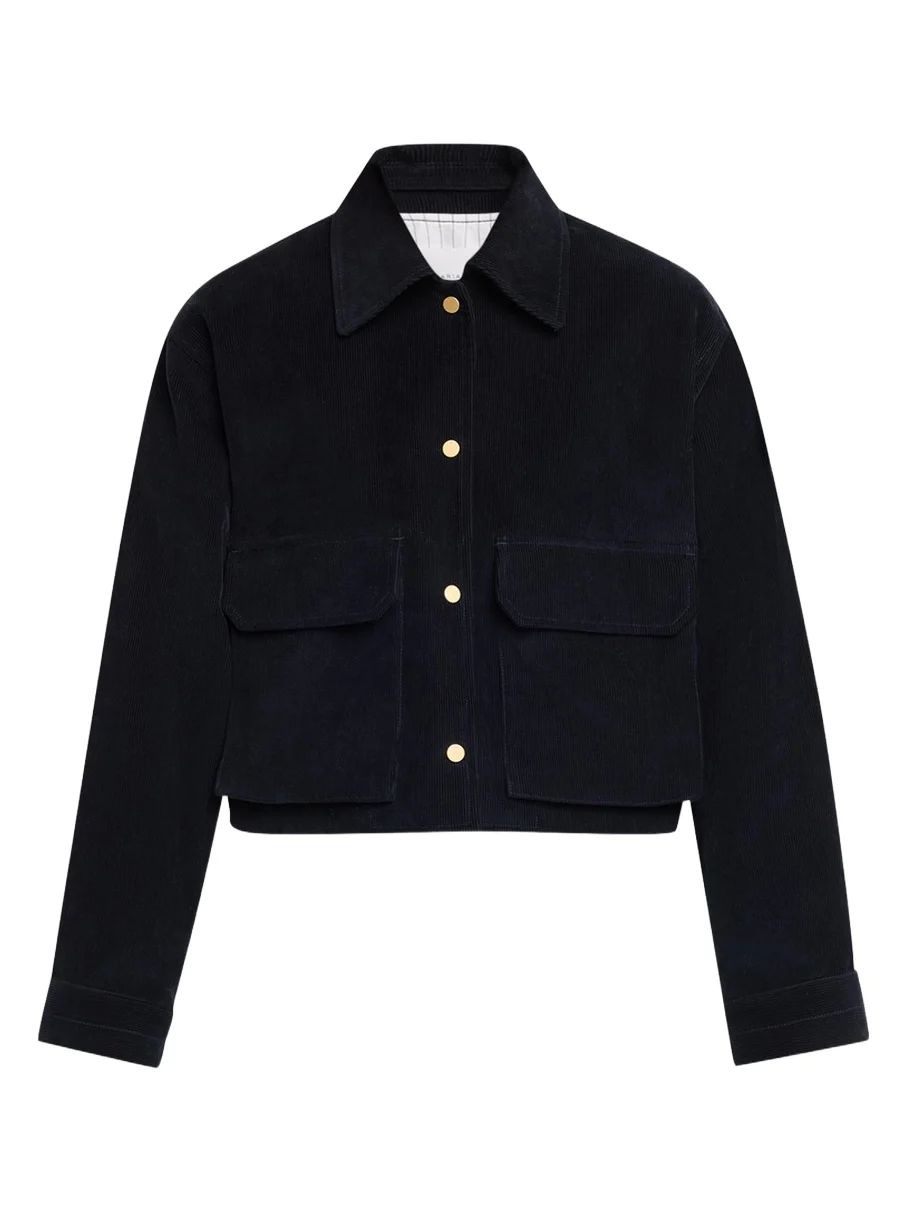 Maria McManus Cropped Snap-Front Velvet Jacket