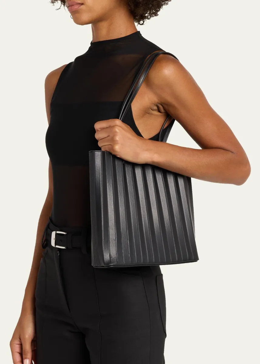 MANSUR GAVRIEL Pleated Filo Leather Tote Bag | Thumbnail 2 MANSUR GAVRIEL Pleated Filo Leather Tote Bag | Thumbnail 2