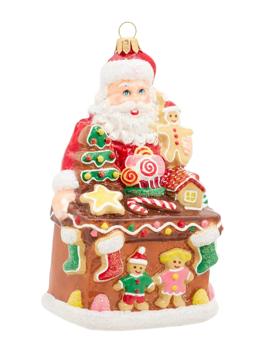 Impuls Glass Santa Gingerbread Ornament