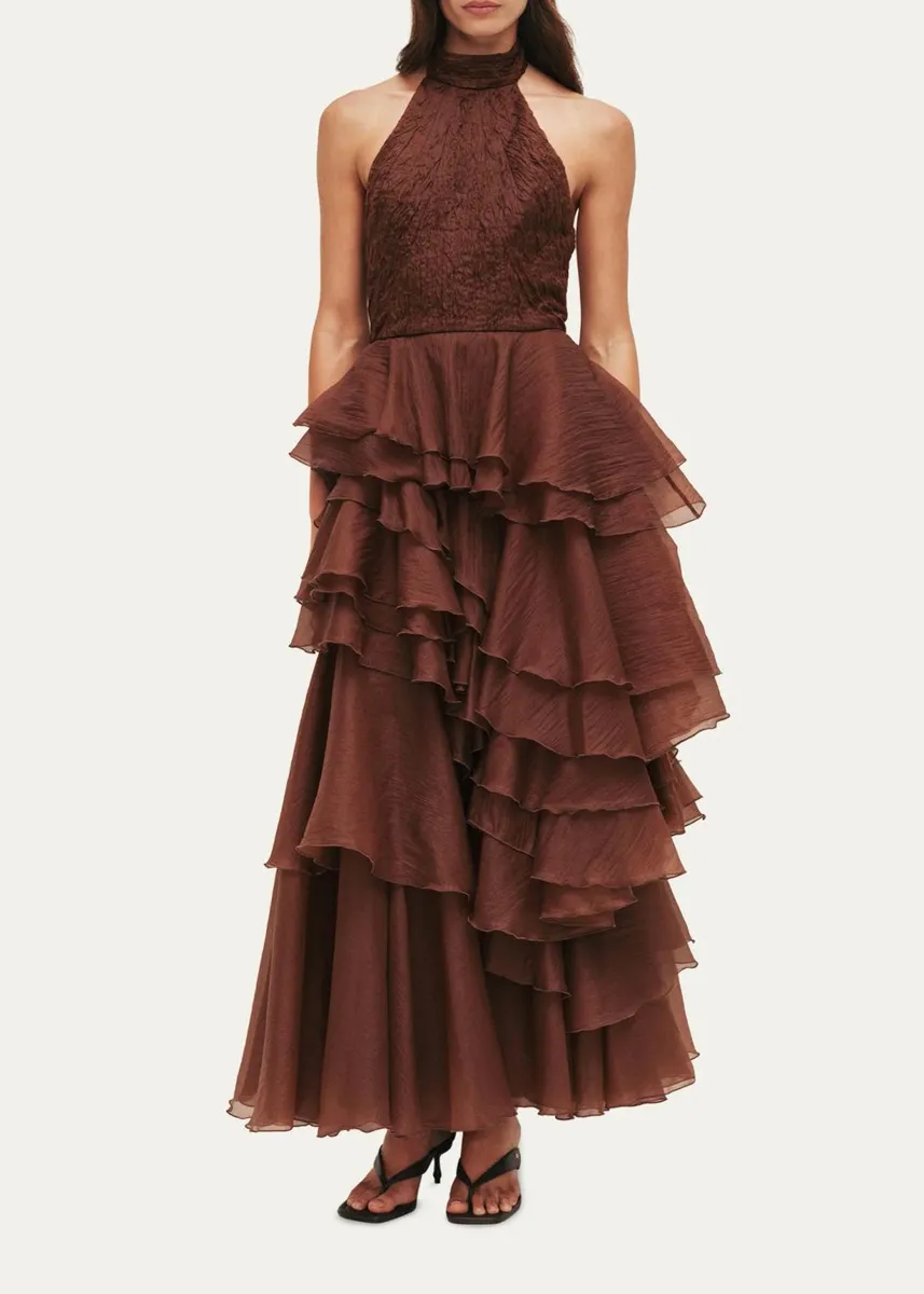 Aje Fayette Strapless Asymmetric Tiered-Ruffle Gown | Thumbnail 2 Aje Fayette Strapless Asymmetric Tiered-Ruffle Gown | Thumbnail 2
