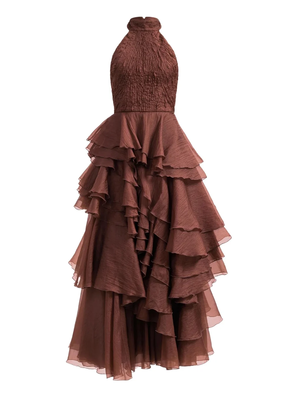 Fayette Strapless Asymmetric Tiered-Ruffle Gown
