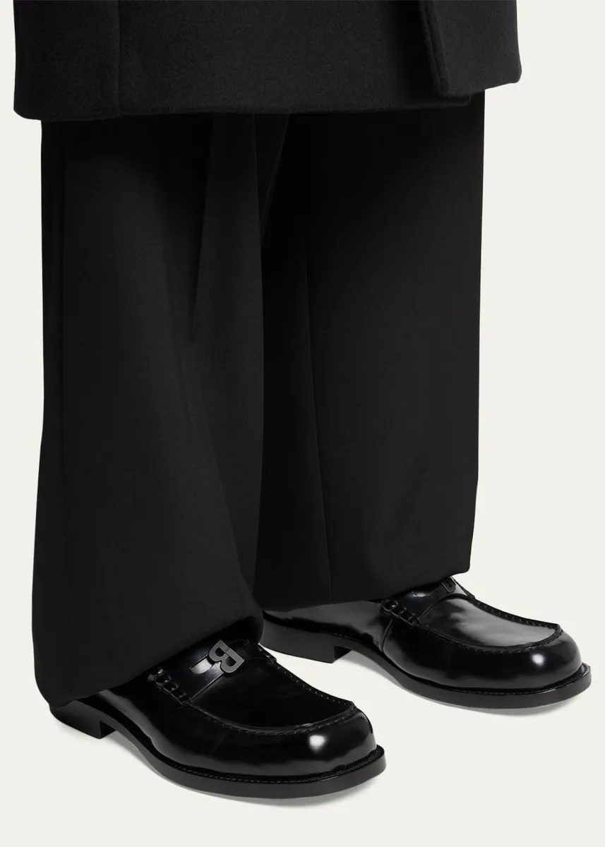 Balenciaga Men's Comfy B-Logo Calfskin Penny Loafers | Thumbnail 2