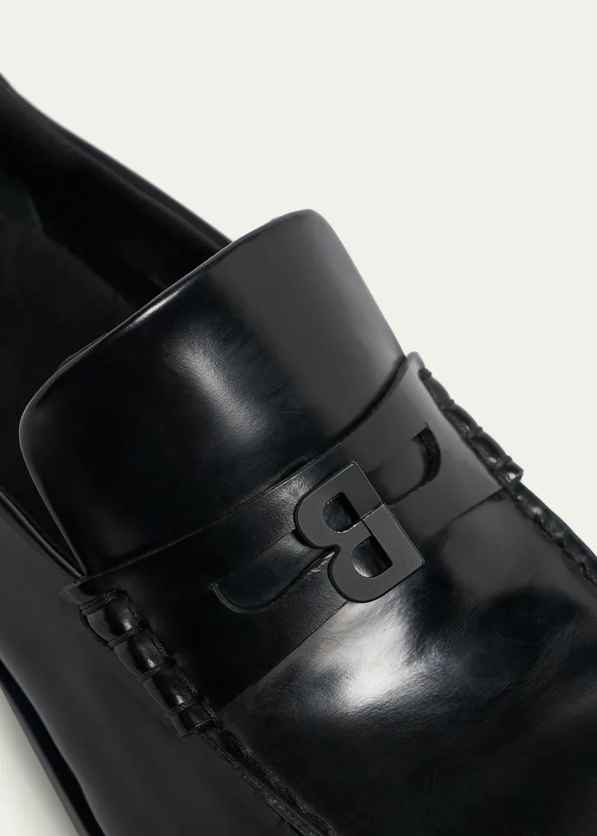 Balenciaga Men's Comfy B-Logo Calfskin Penny Loafers | Thumbnail 5