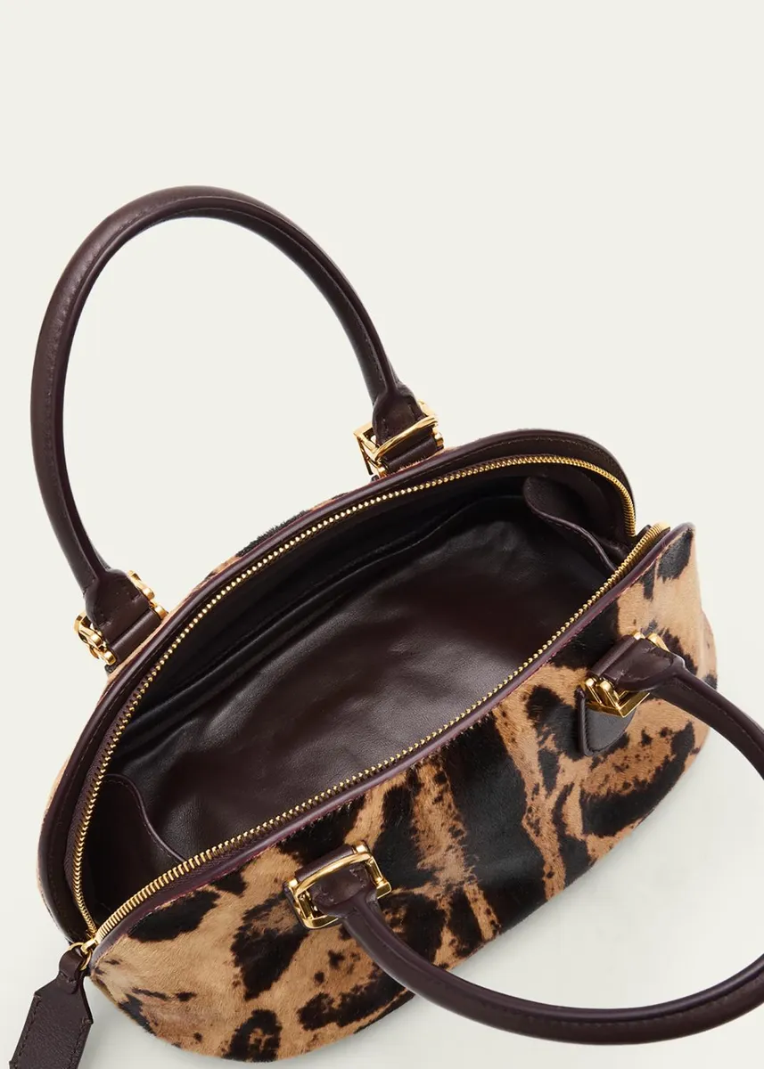 Balenciaga Bolero Mini Leopard-Print Calf Hair Bowling Bag | Thumbnail 4 Balenciaga Bolero Mini Leopard-Print Calf Hair Bowling Bag | Thumbnail 4