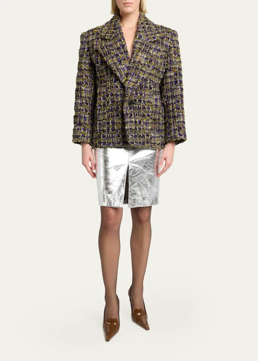 Saint Laurent Tweed Single-Breasted Jacket | Thumbnail 2 Saint Laurent Tweed Single-Breasted Jacket | Thumbnail 2