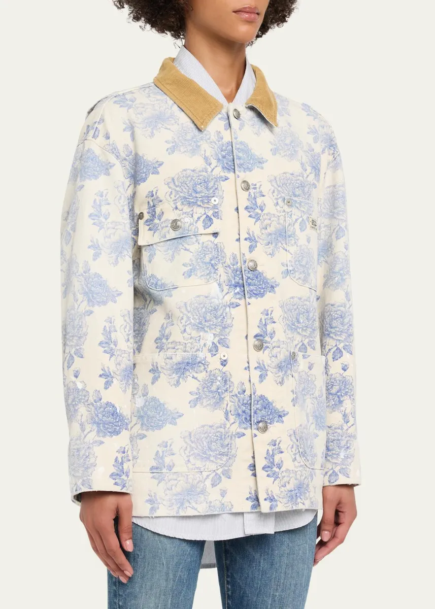 R13 Corduroy-Collar Toile Cotton Chore Jacket | Thumbnail 4