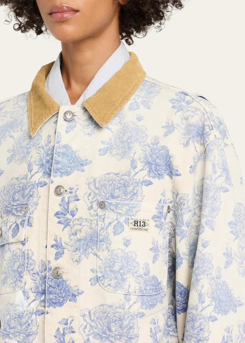 R13 Corduroy-Collar Toile Cotton Chore Jacket | Thumbnail 5