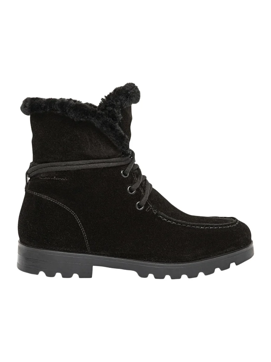 Santoni Shearling-Lined Suede Lace-Up Boots | Thumbnail 1 Santoni Shearling-Lined Suede Lace-Up Boots | Thumbnail 1