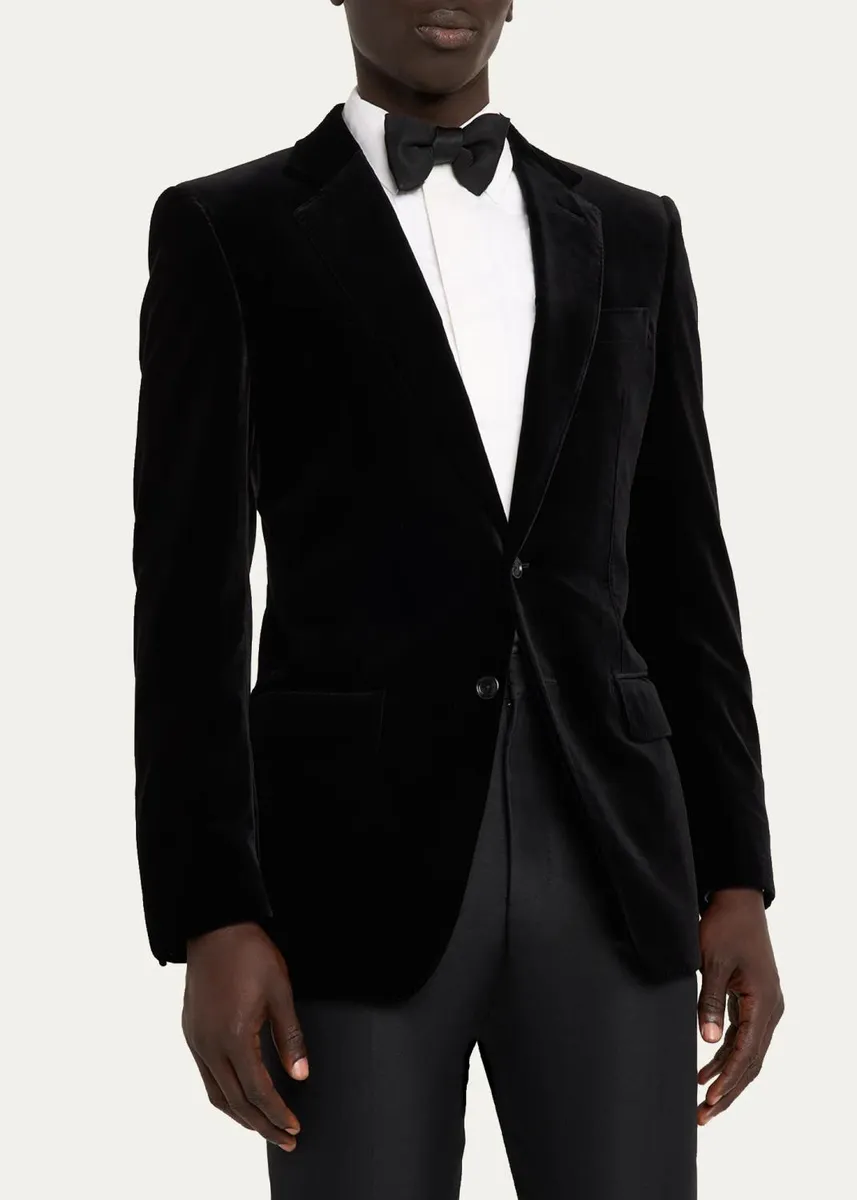 Tom Ford Men's Cotton Velvet Pipe-Trim Patch Pocket Blazer | Thumbnail 4 Tom Ford Men's Cotton Velvet Pipe-Trim Patch Pocket Blazer | Thumbnail 4