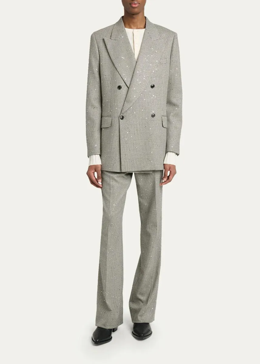 AMIRI Men's Houndstooth Double-Breasted Peak Lapel Blazer | Thumbnail 2 AMIRI Men's Houndstooth Double-Breasted Peak Lapel Blazer | Thumbnail 2