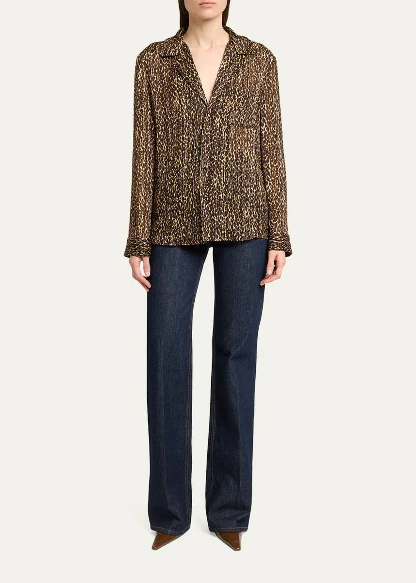 Saint Laurent Leopard-Print Pajama Blouse | Thumbnail 2 Saint Laurent Leopard-Print Pajama Blouse | Thumbnail 2