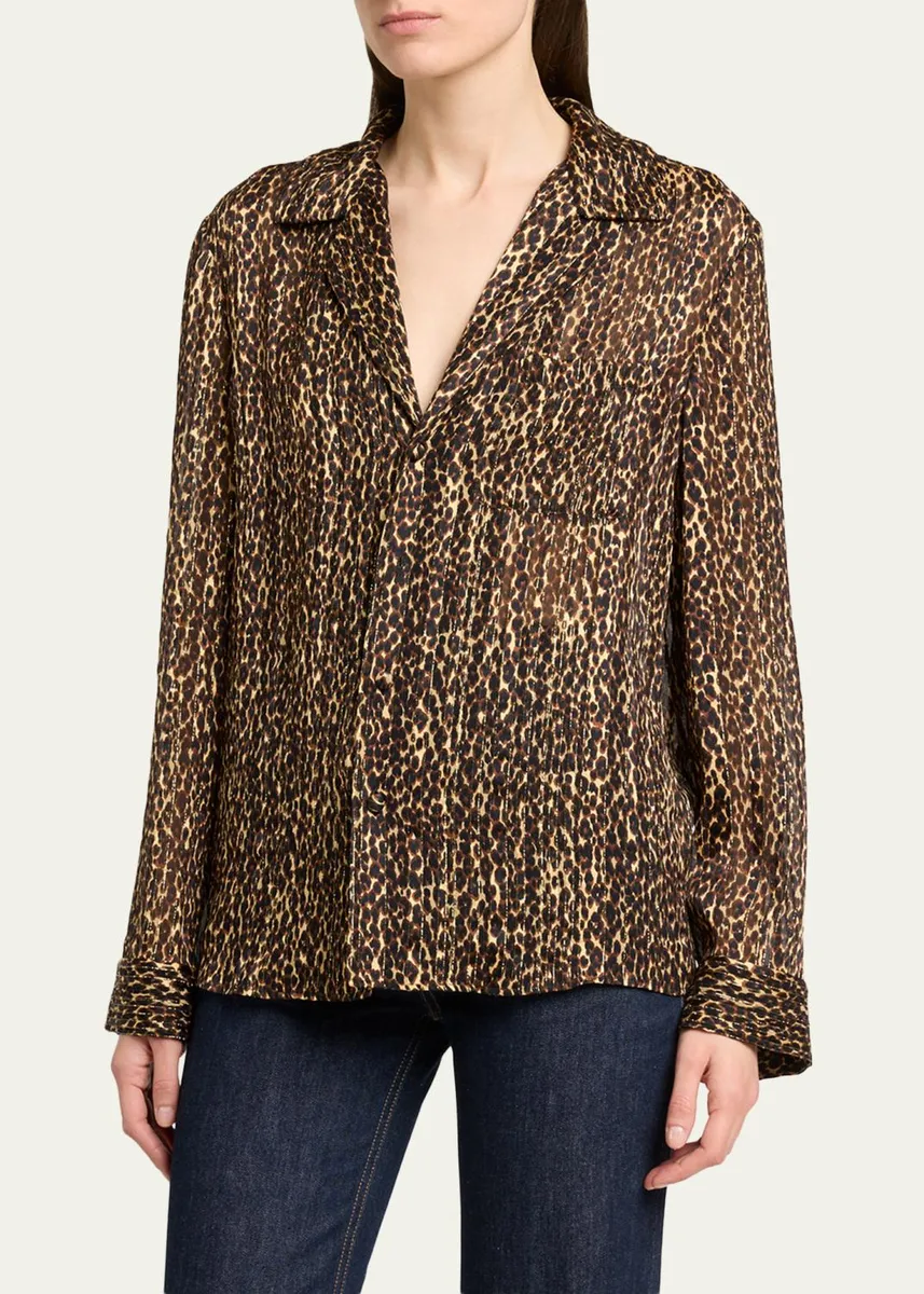 Saint Laurent Leopard-Print Pajama Blouse | Thumbnail 4 Saint Laurent Leopard-Print Pajama Blouse | Thumbnail 4