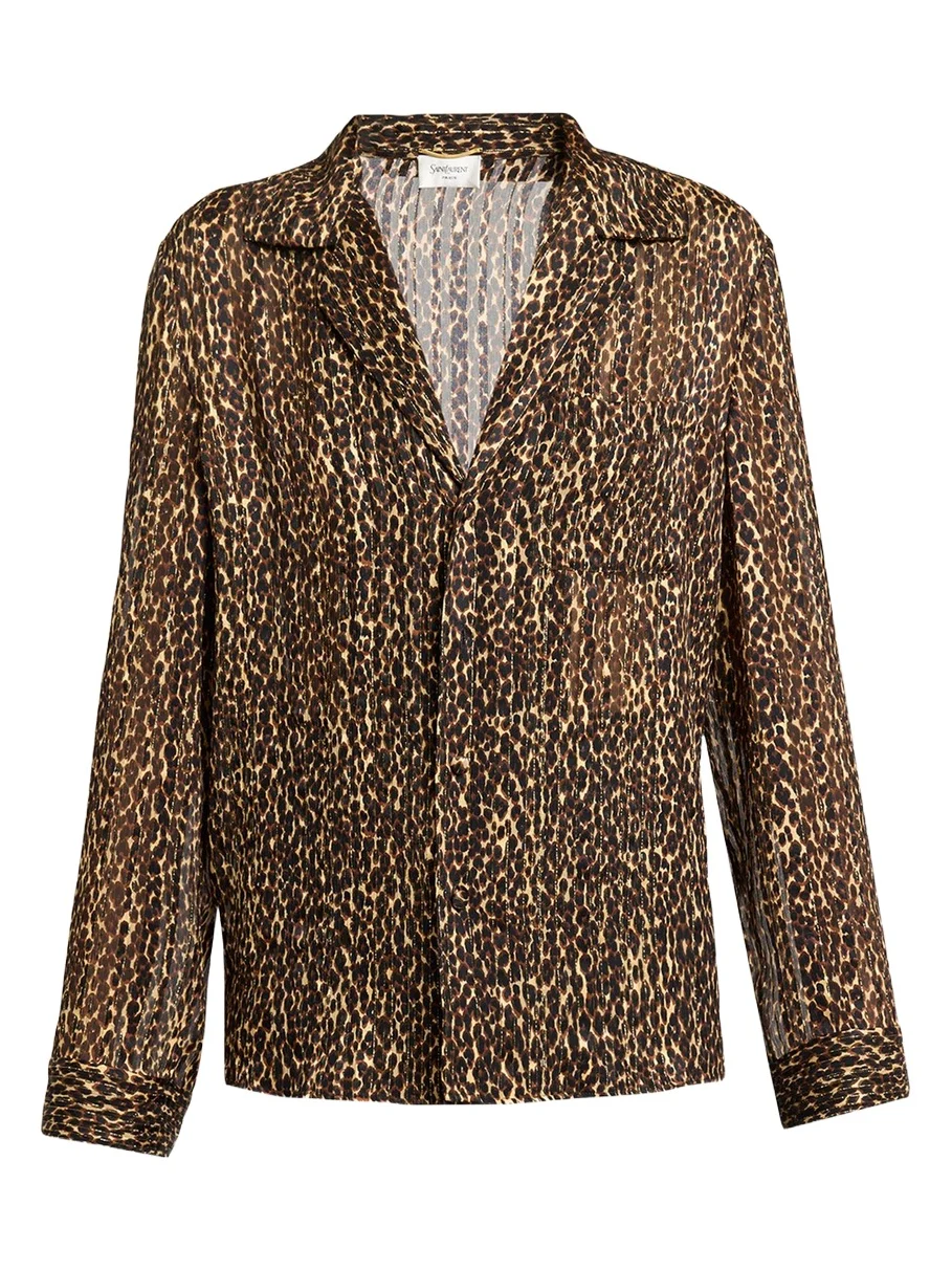 Leopard-Print Pajama Blouse