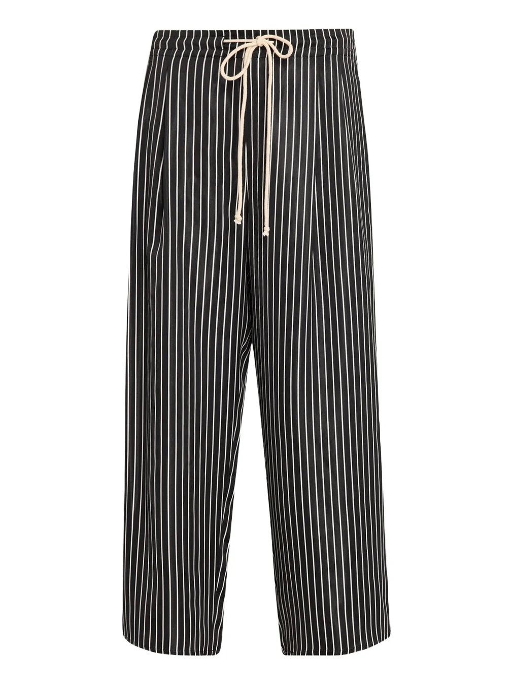 Striped Sateen Balloon-Leg Drawstring Trousers Striped Sateen Balloon-Leg Drawstring Trousers