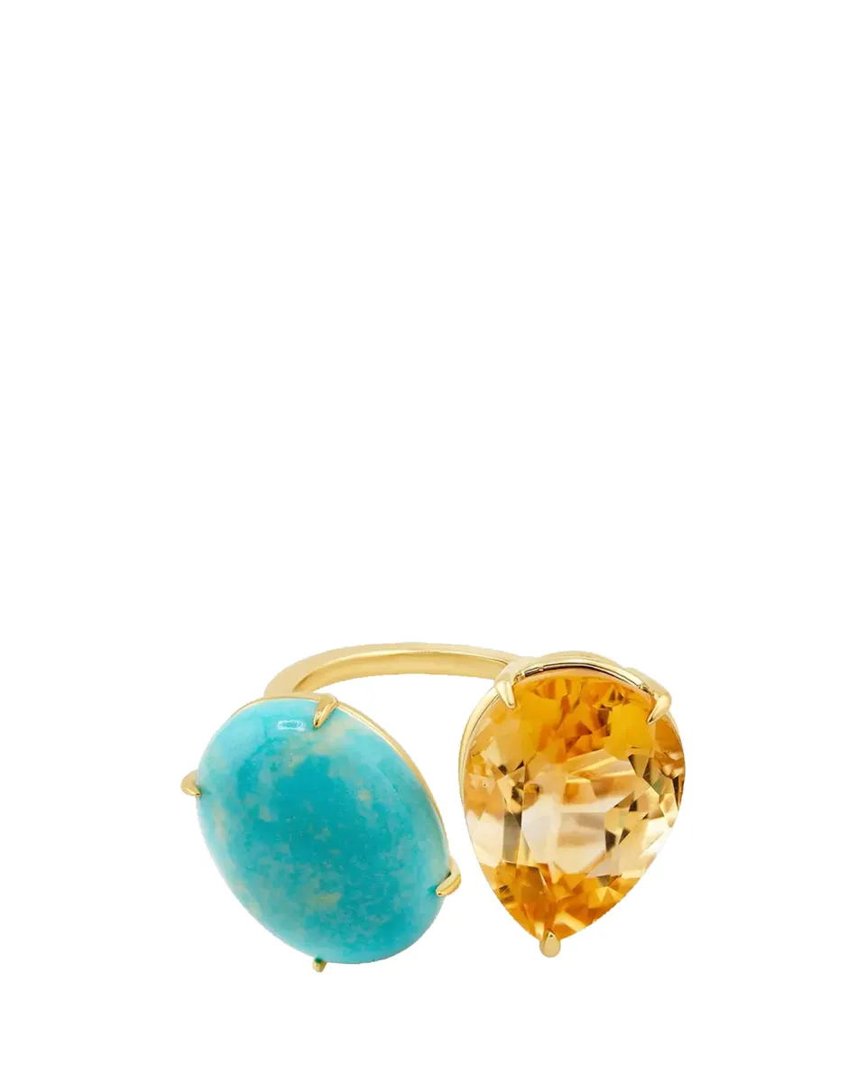 JIA JIA 14K Nevada Mona Lisa Turquoise and Citrine Ring | Thumbnail 2 JIA JIA 14K Nevada Mona Lisa Turquoise and Citrine Ring | Thumbnail 2