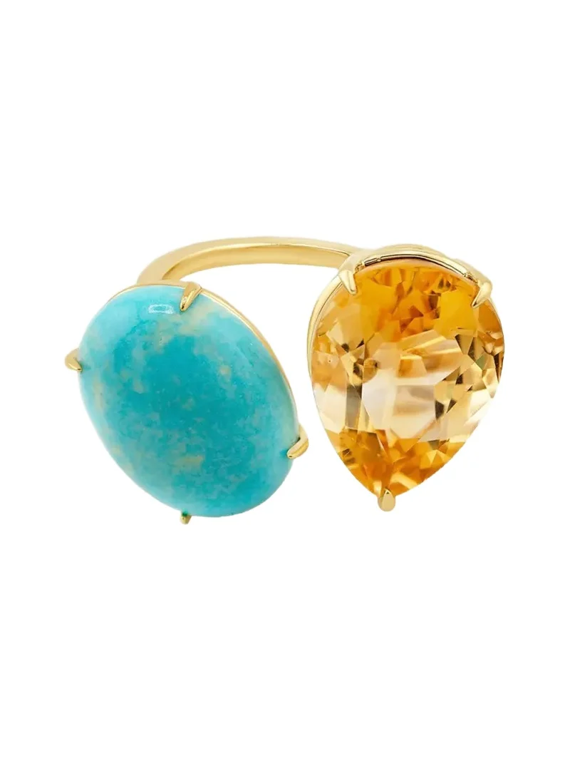 14K Nevada Mona Lisa Turquoise and Citrine Ring