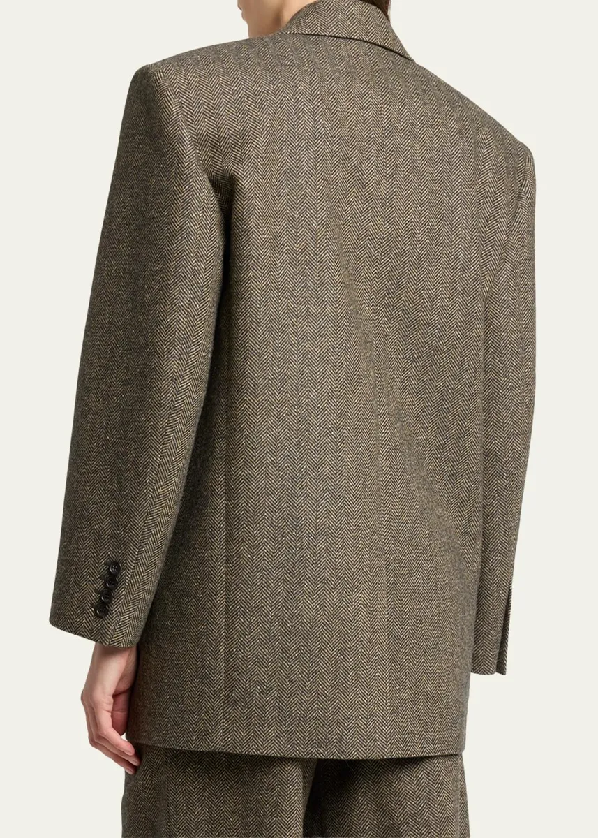 Saint Laurent Herringbone Wool Single-Breasted Jacket | Thumbnail 3 Saint Laurent Herringbone Wool Single-Breasted Jacket | Thumbnail 3