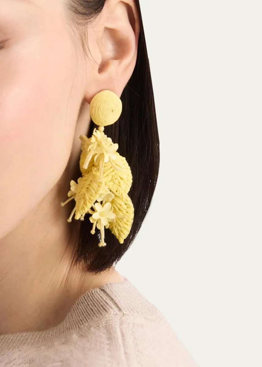 Oscar de la Renta Raffia Tassel Bouquet Clip-On Earrings | Thumbnail 2 Oscar de la Renta Raffia Tassel Bouquet Clip-On Earrings | Thumbnail 2