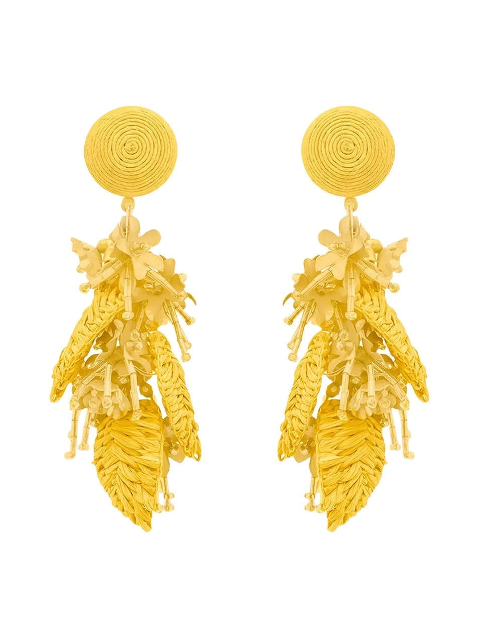 Raffia Tassel Bouquet Clip-On Earrings Raffia Tassel Bouquet Clip-On Earrings