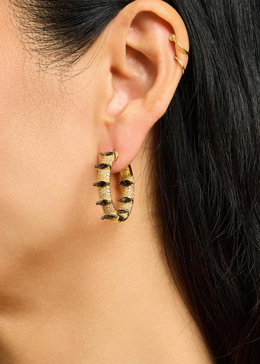 Nickho Rey Rollins 14K Gold Vermeil Cubic Zirconia Hoop Earrings | Thumbnail 2