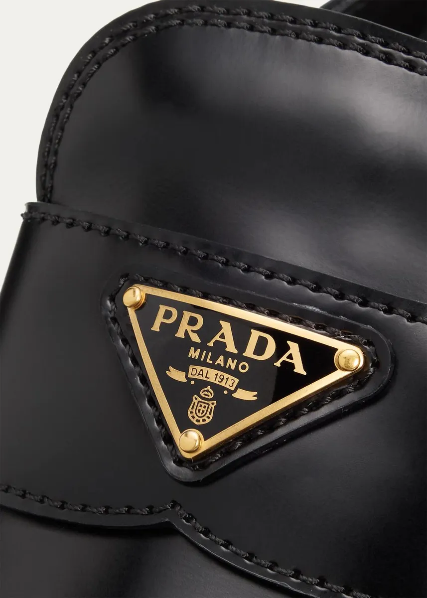 Prada 85mm Triangle Logo Leather Platform Loafers | Thumbnail 5 Prada 85mm Triangle Logo Leather Platform Loafers | Thumbnail 5