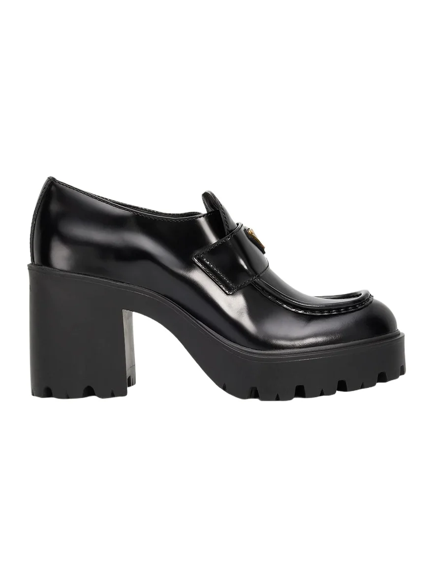 85mm Triangle Logo Leather Platform Loafers