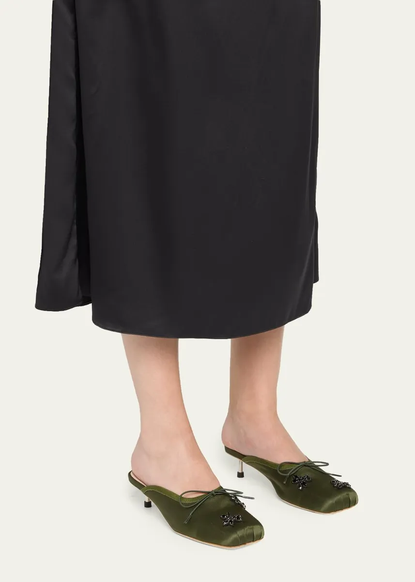 Simone Rocha 40mm Pointe Embellished Satin Ballerina Mules | Thumbnail 2 Simone Rocha 40mm Pointe Embellished Satin Ballerina Mules | Thumbnail 2