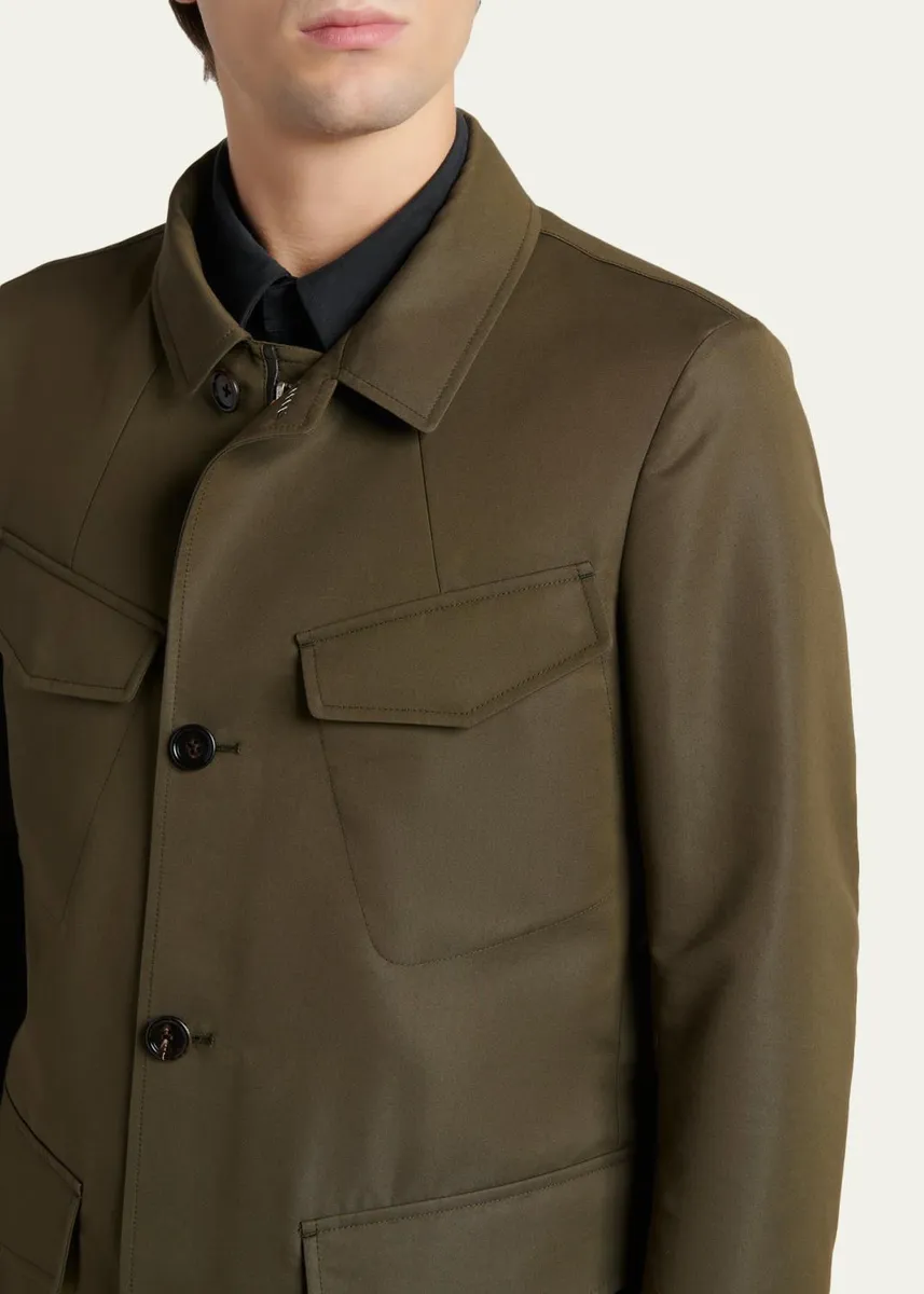 Tom Ford Men's Compact Nylon Flap-Pocket Field Jacket | Thumbnail 5 Tom Ford Men's Compact Nylon Flap-Pocket Field Jacket | Thumbnail 5