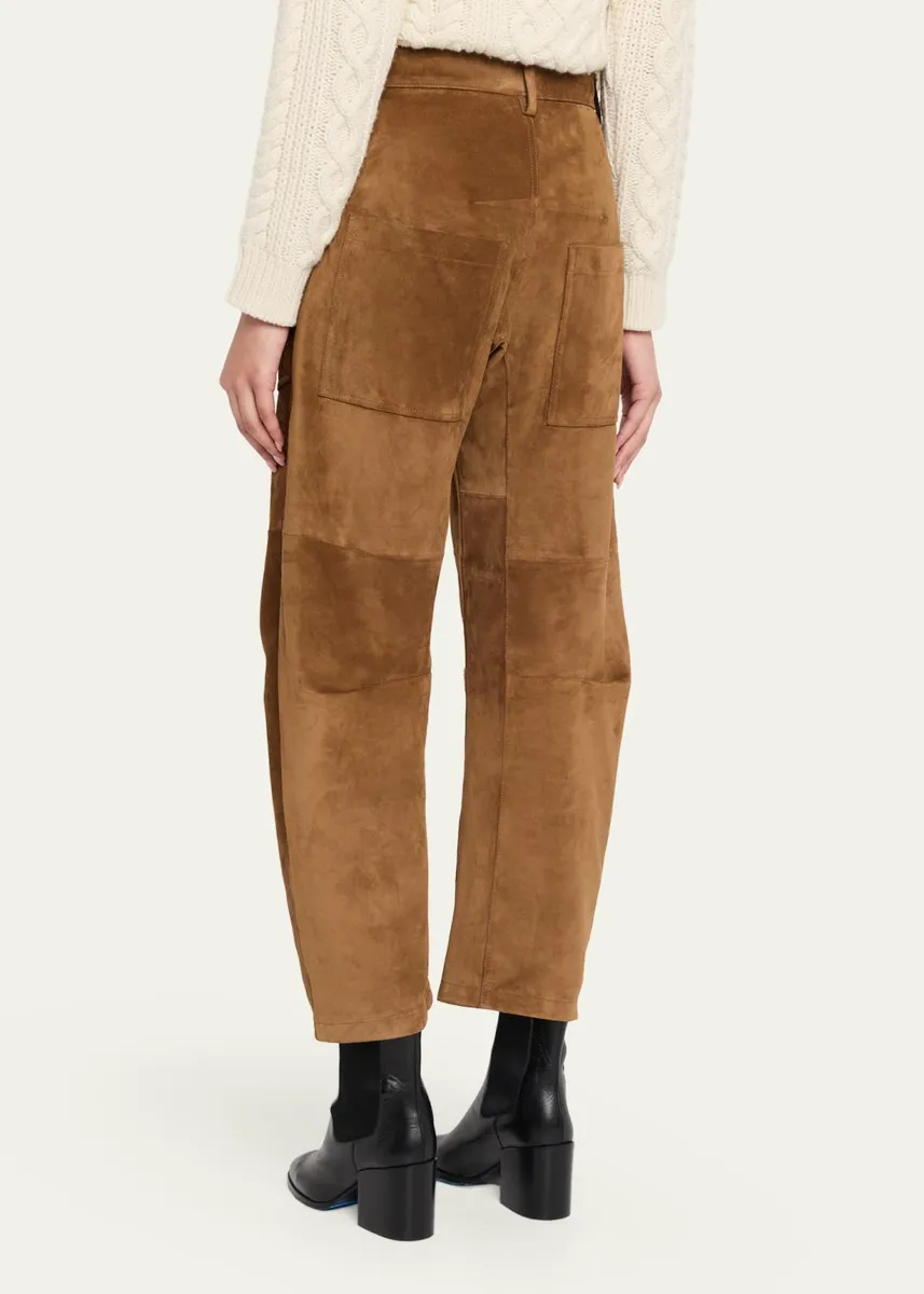 Nili Lotan Shon Barrel-Leg Suede Pants | Thumbnail 3