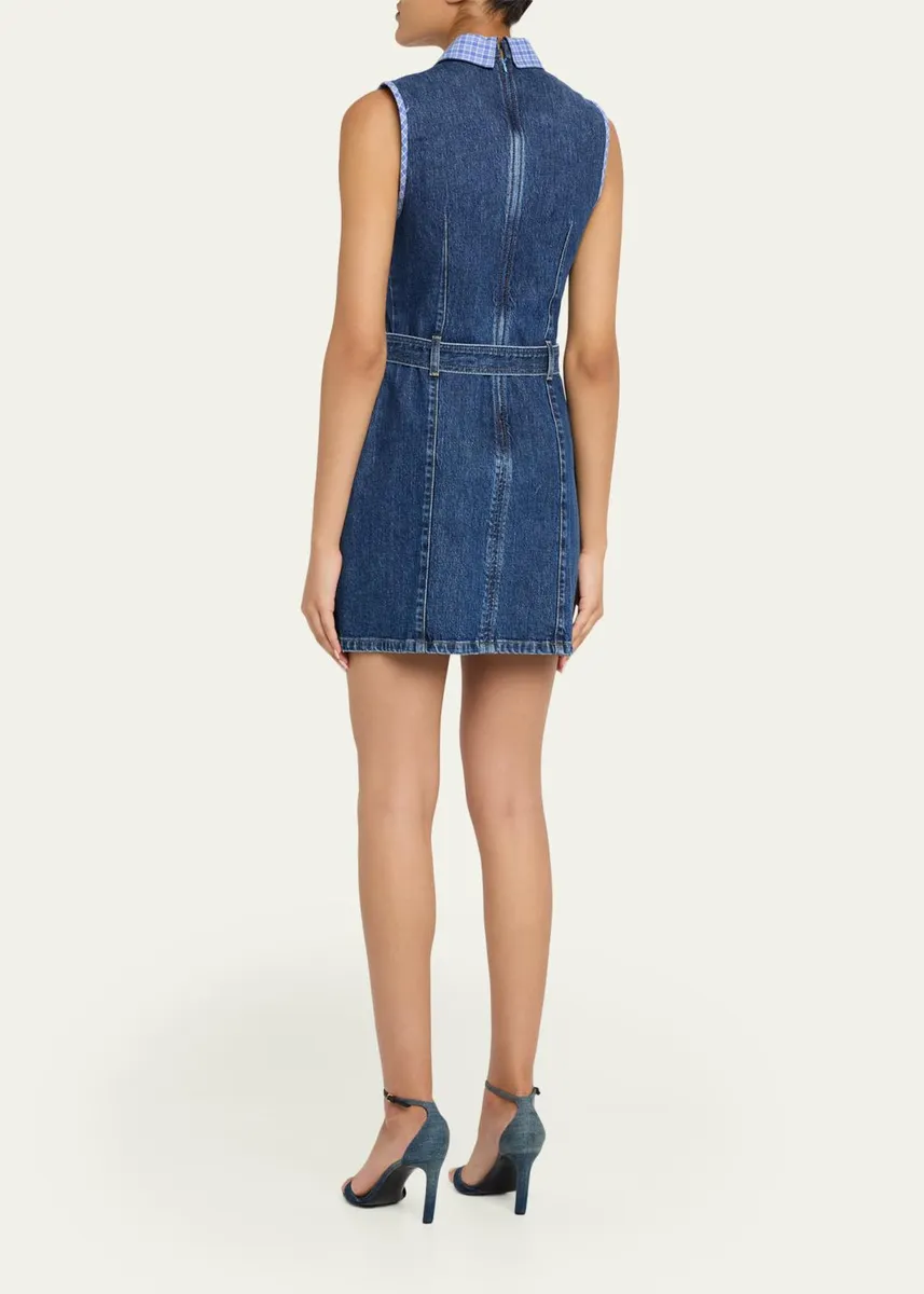 Cinq à Sept Kyra Sleeveless Belted Denim Mini Dress | Thumbnail 3 Cinq à Sept Kyra Sleeveless Belted Denim Mini Dress | Thumbnail 3