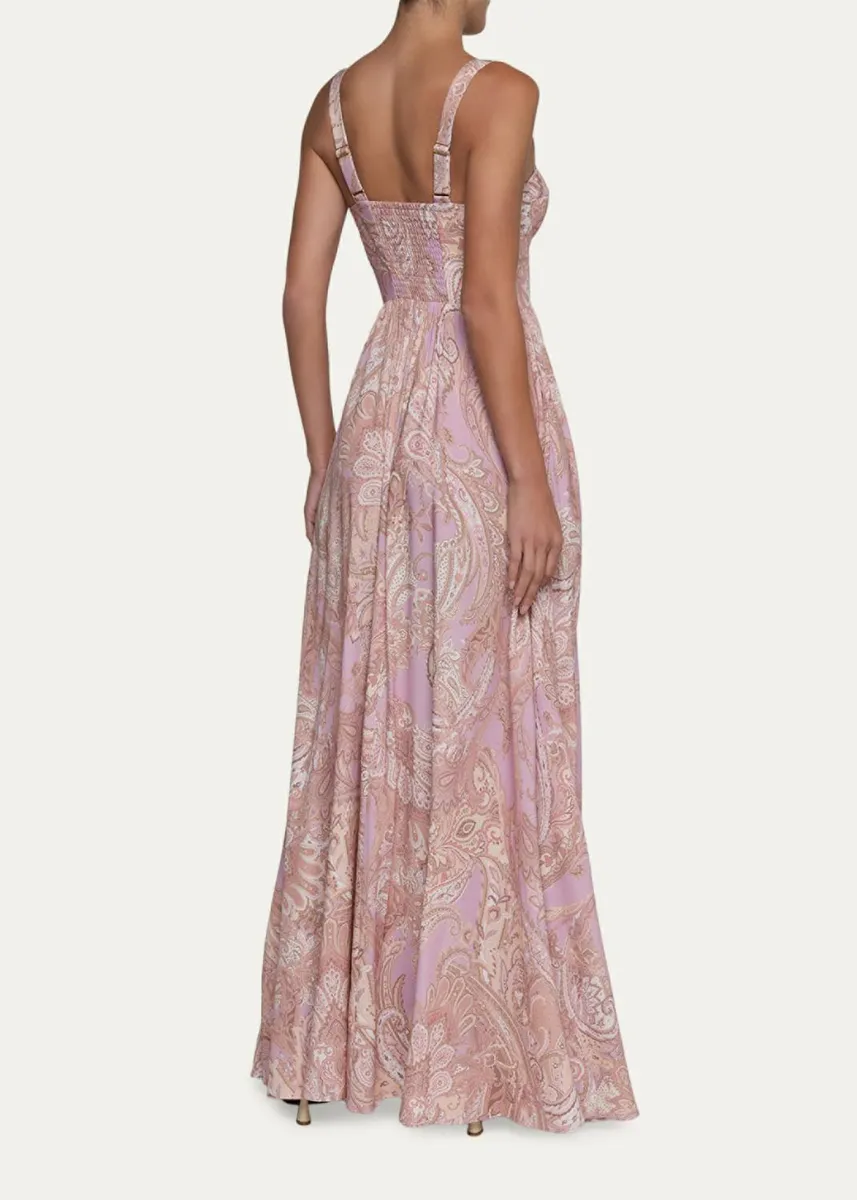 L'Agence Rosette Paisley-Print Sweetheart Maxi Dress | Thumbnail 3